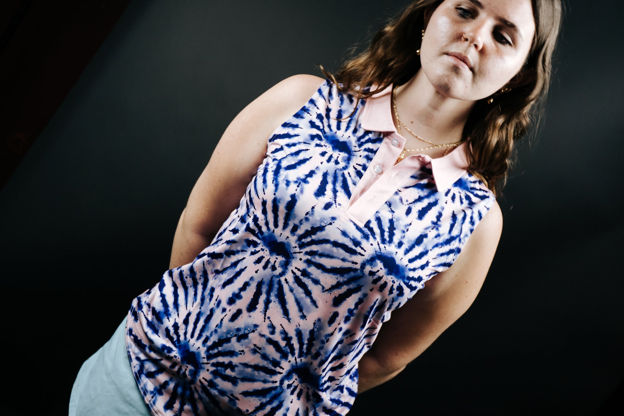 Womens Tie Dye Polo